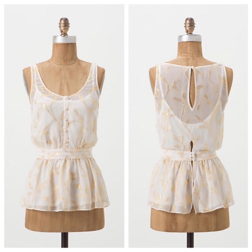 Anthropologie Addison Story cream and gold tank